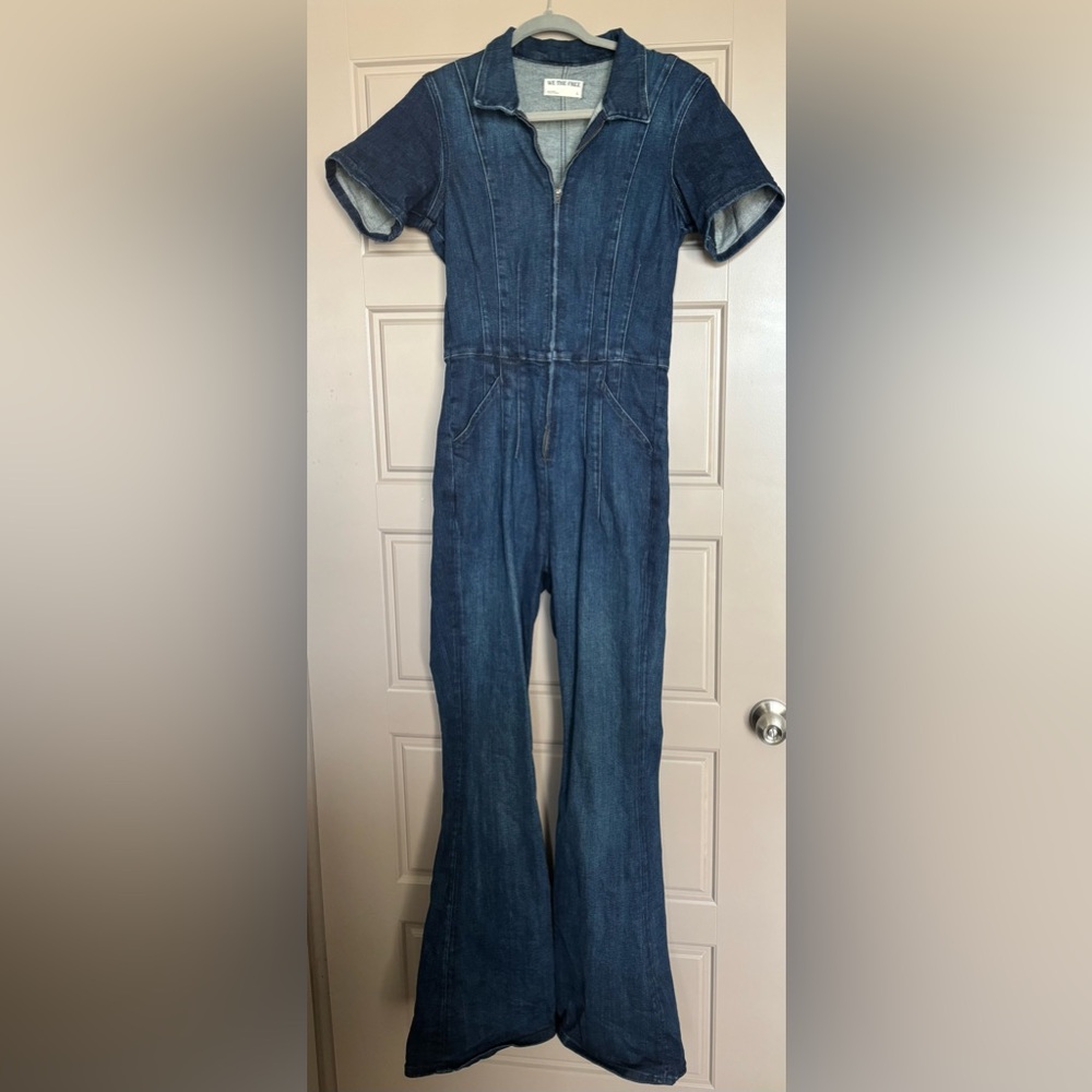We The Free Denim Zip-Front Jumpsuit in Dark Blue